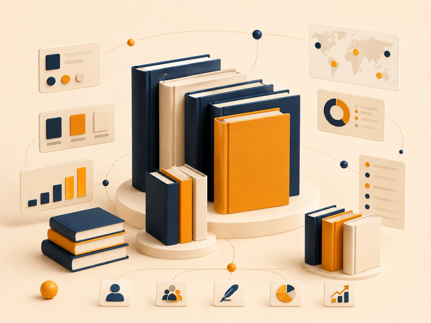 A large book catalogue connected across markets and advertising data.