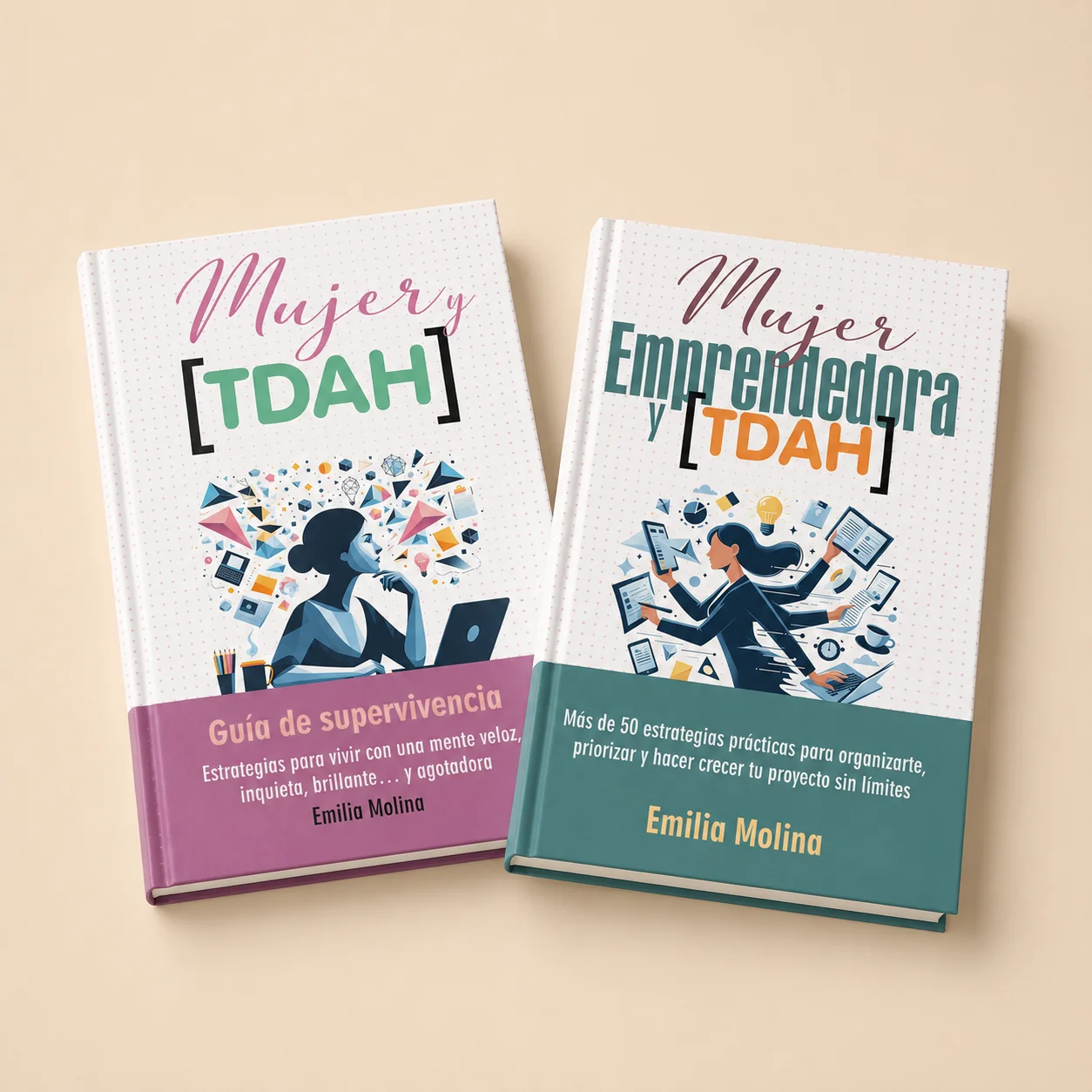 Two books about women with ADHD from Emilia Molina’s catalogue.